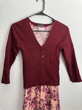 Vanity Burgundy Ribbed Button-Front Cardigan